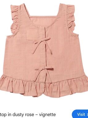 Dusty Rose Ruffle Tie-Front Kids Top